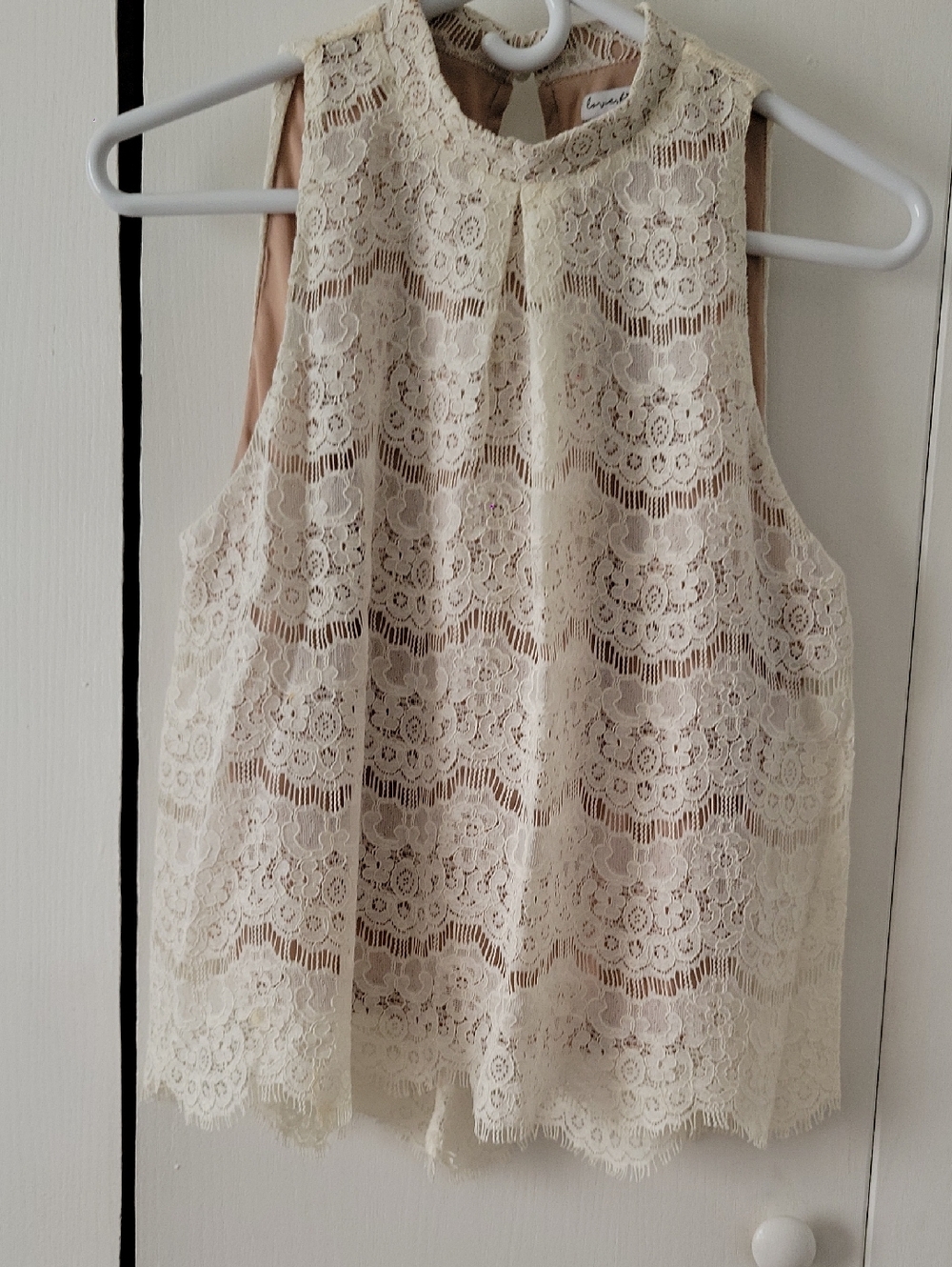 love, Fire Cream Lace Sleeveless Blouse
